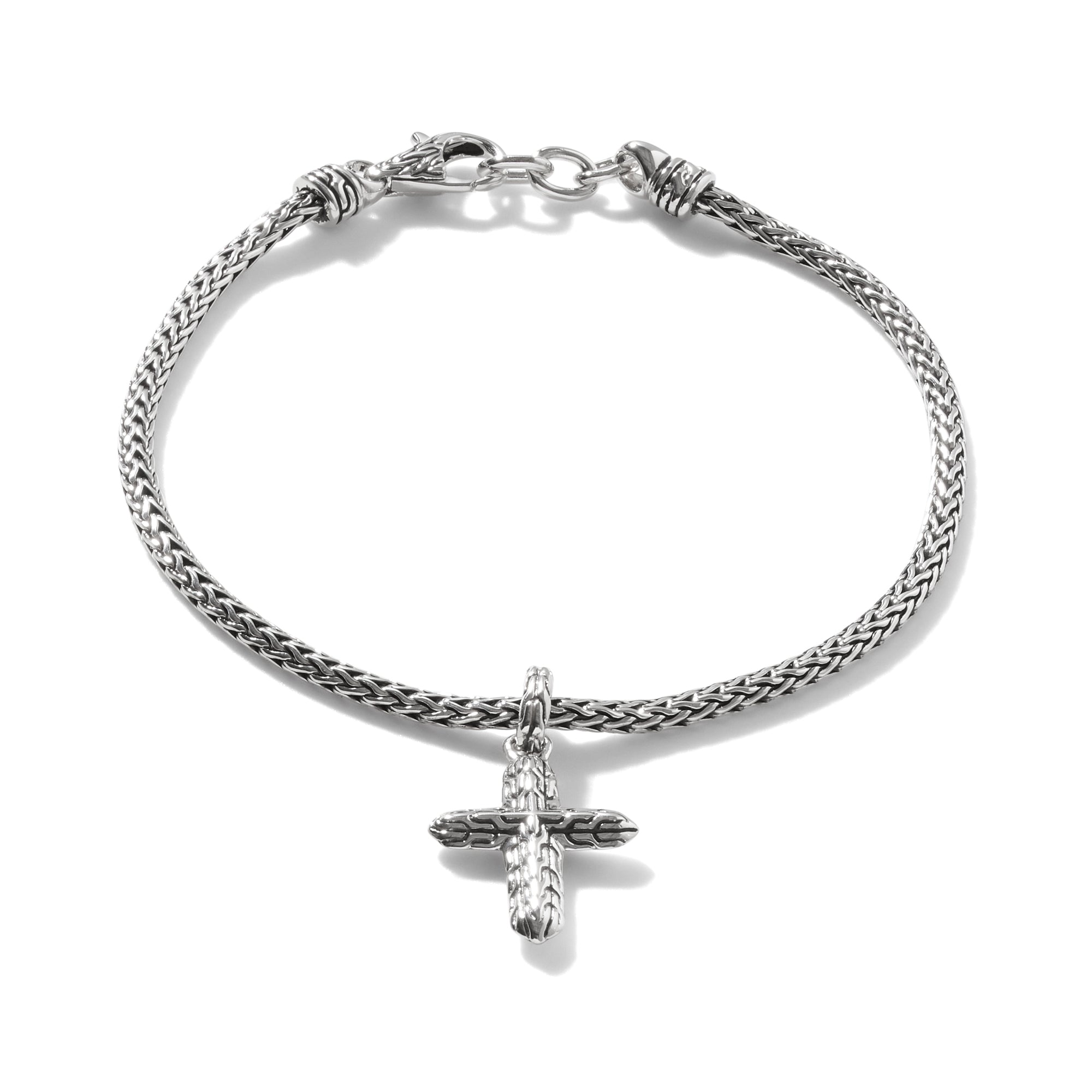 Sterling silver cross charm shop bracelet