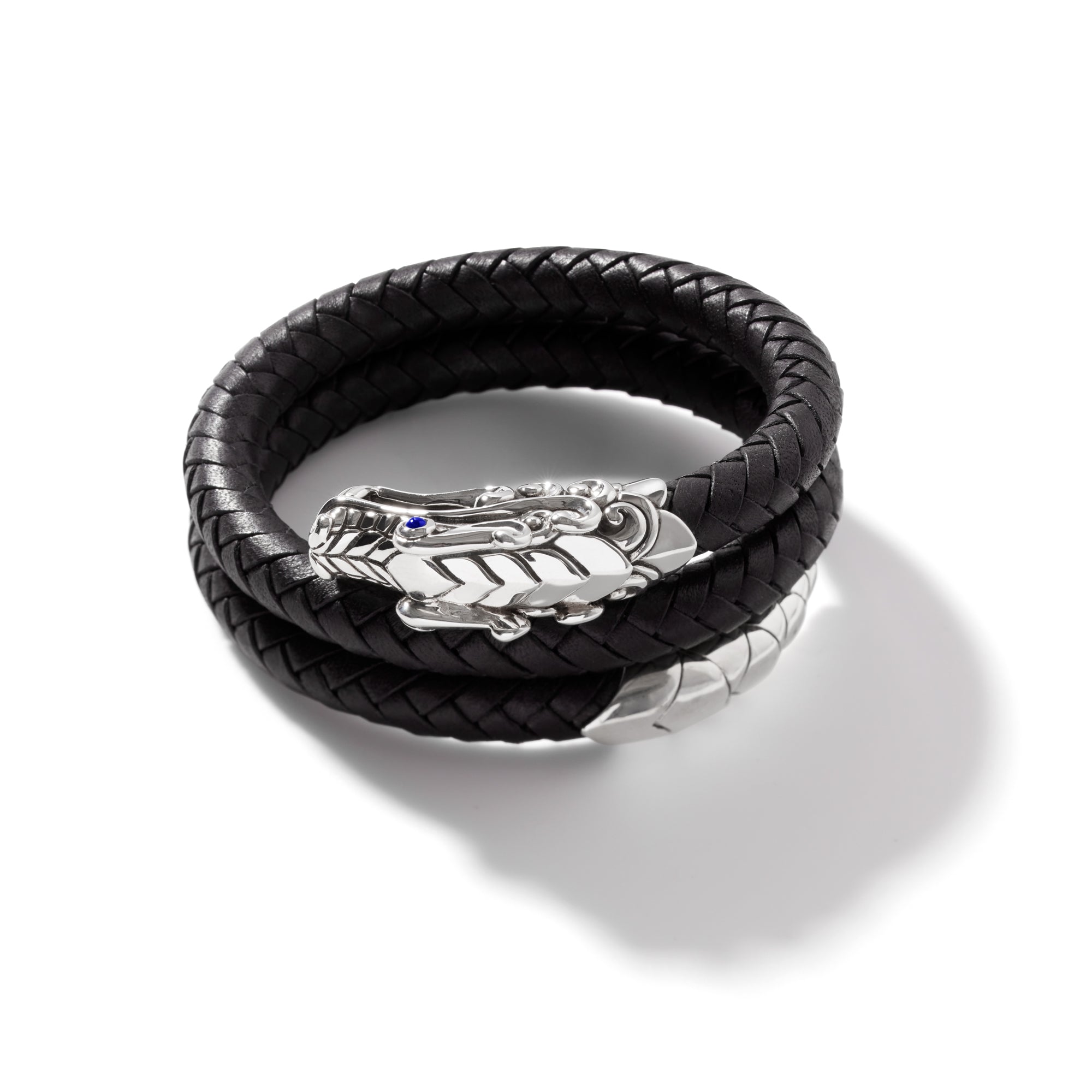 Naga Cuff in Leather, Sterling Silver John Hardy