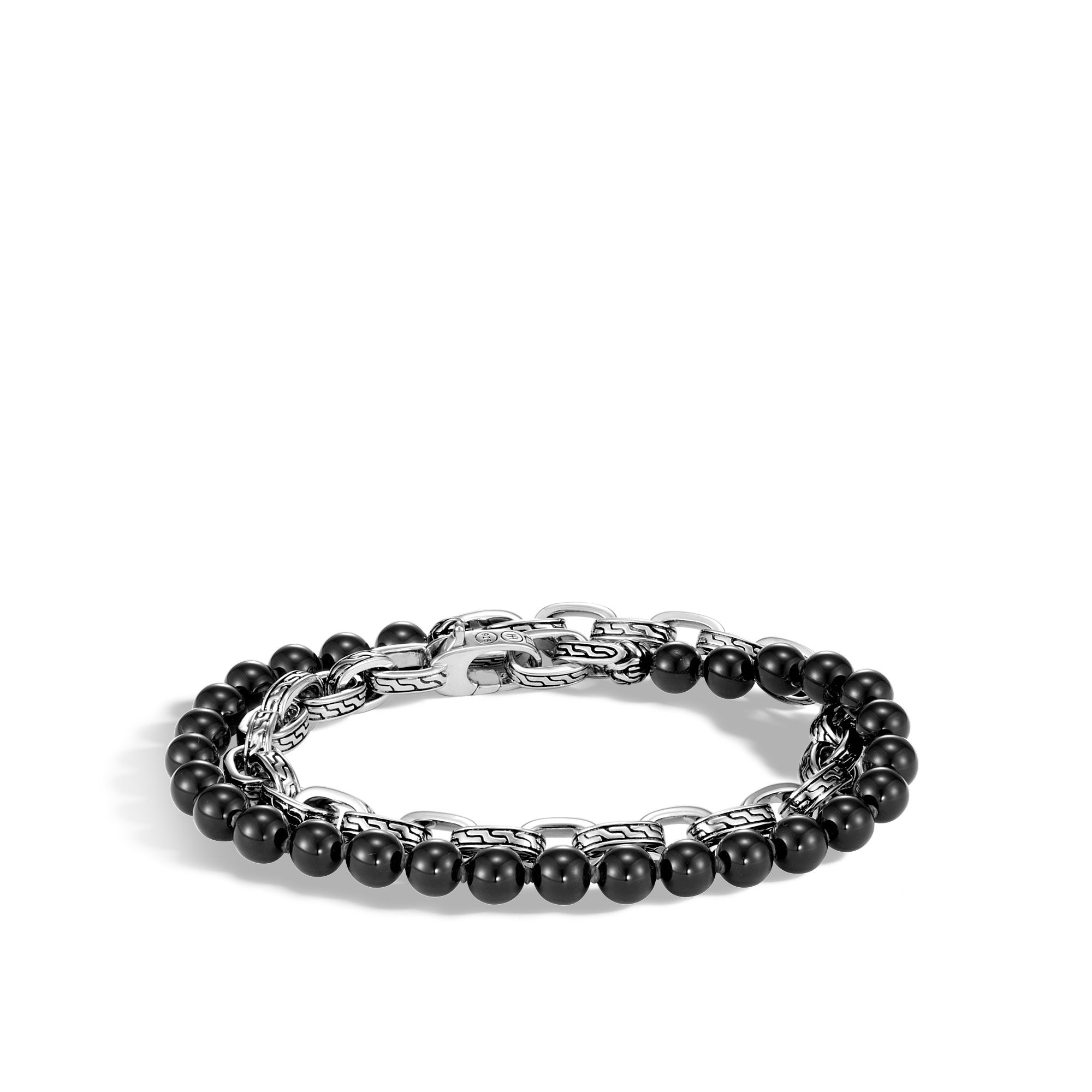 Double wrap bracelet, Sterling Silver beads,faceted black Onyx tiny brads, lobster clasp offers . Fits wrists 6.5 - 7.5 inches