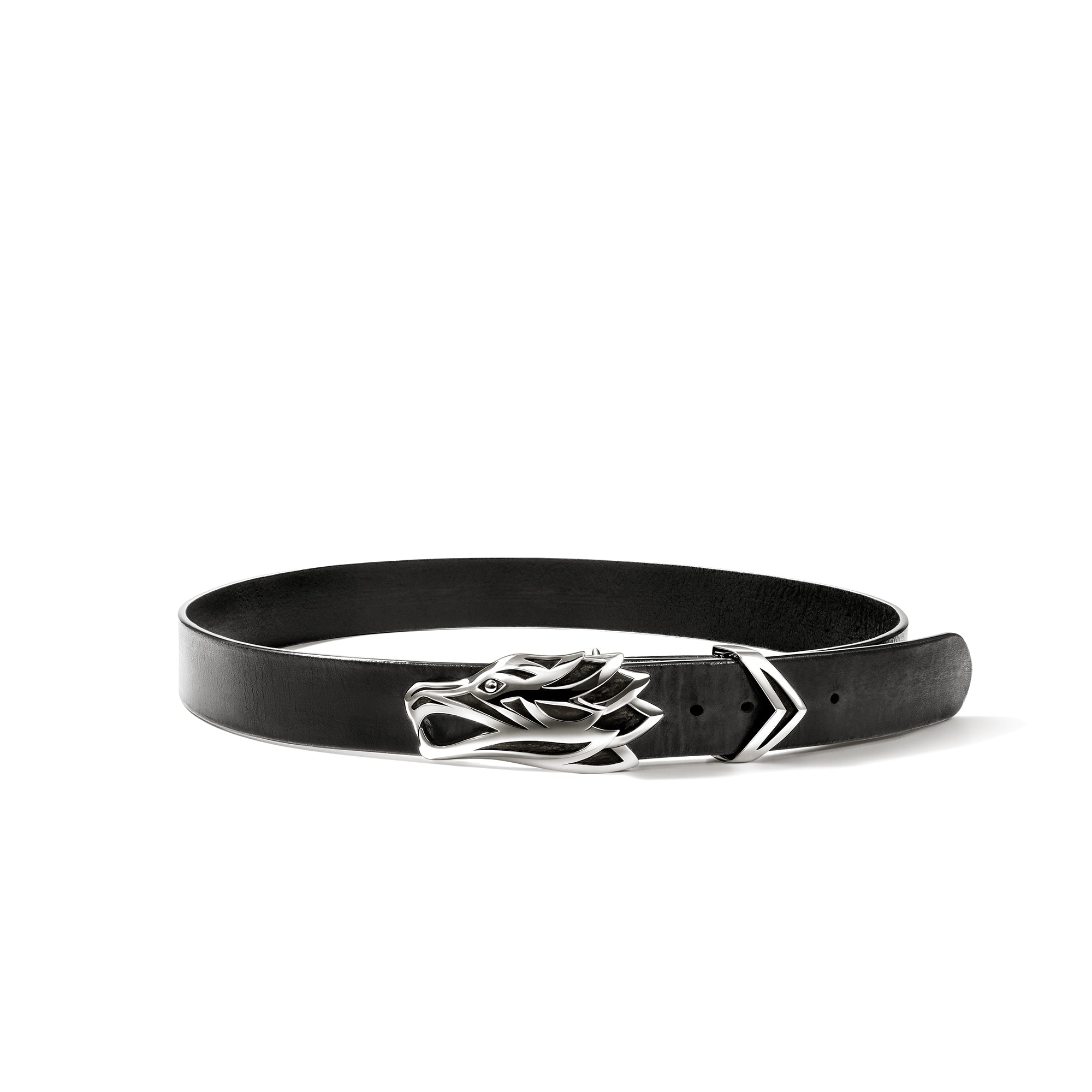 22日まで！ARGUELONG LETHER BELTBLACKx silver Naga Belt, Sterling Silver, Leather – John Hardy