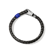 Hook Clasp Double Bracelet, Leather, Dark Silver, 10MM|BU901241BRDBLBU