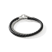 Bracelet John Hardy Double Wrap, Silver, Leather, 4.5MM|BU901254BL