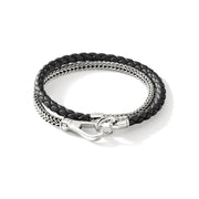 Bracelet John Hardy Double Wrap, Silver, Leather, 4.5MM|BU901254BL
