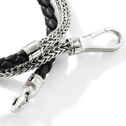 Bracelet John Hardy Double Wrap, Silver, Leather, 4.5MM|BU901254BL