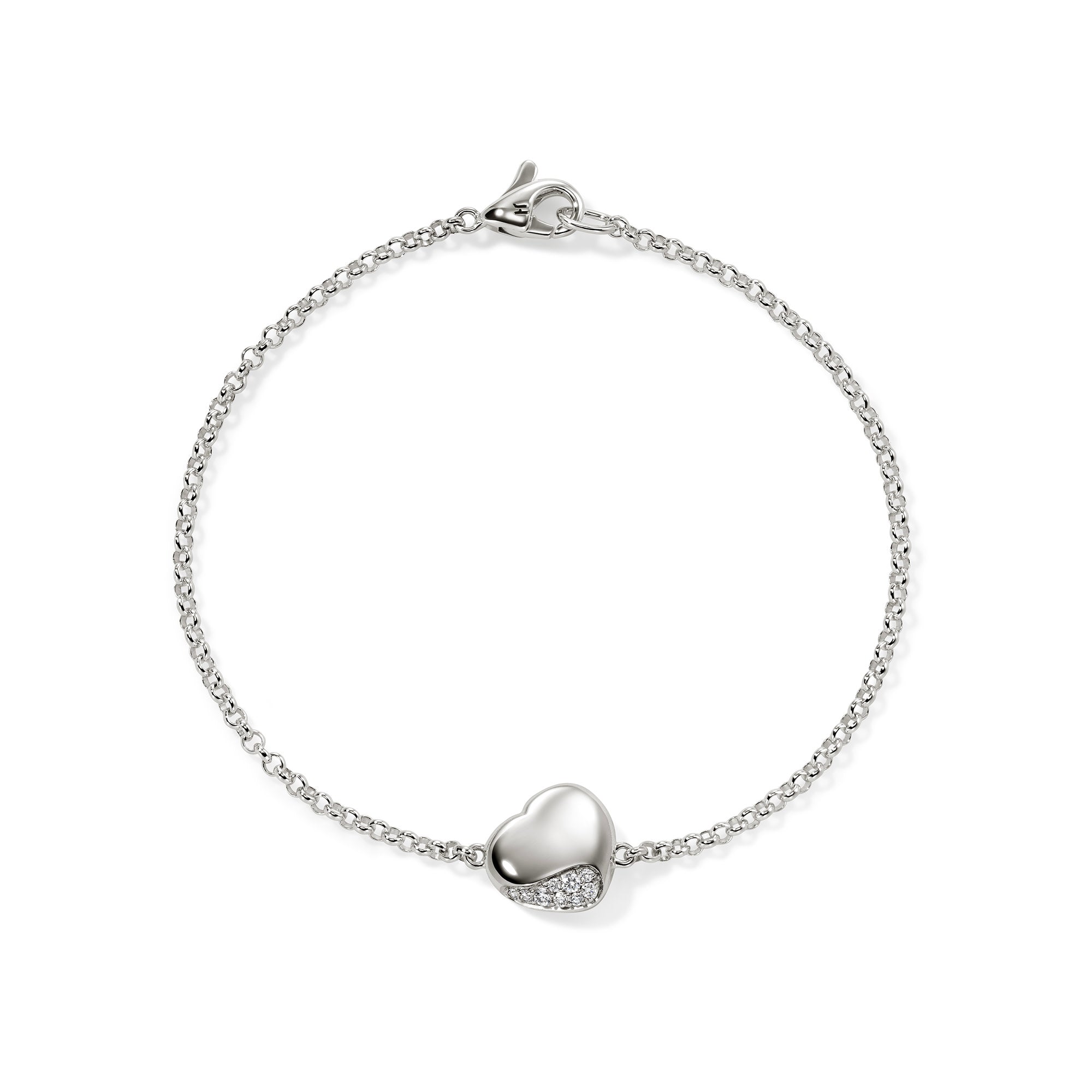 Pebble Heart Bracelet, Silver, Diamonds|BUP926702DI