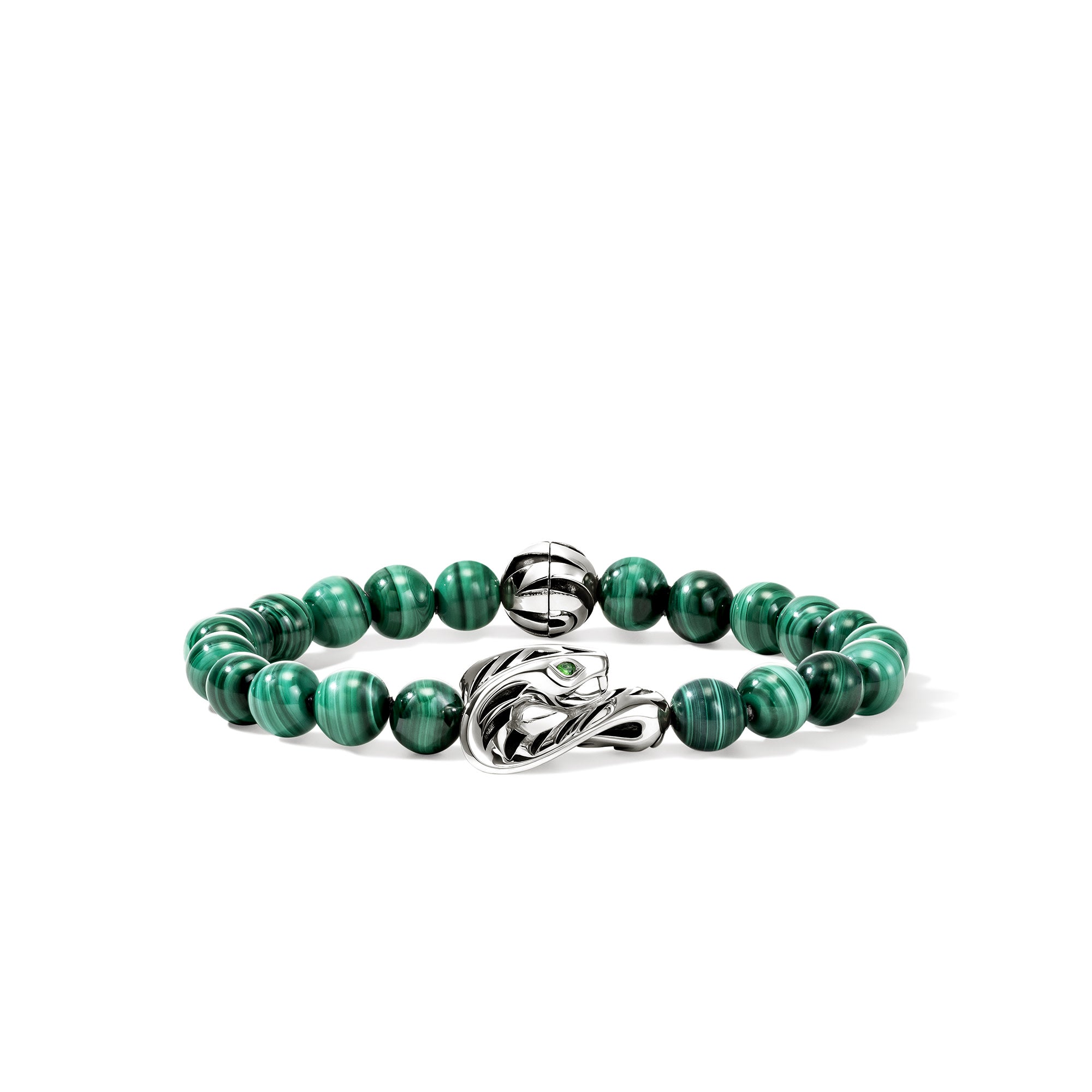 Legends Cobra Bracelet, Sterling Silver, Malachite, 8MM – John Hardy