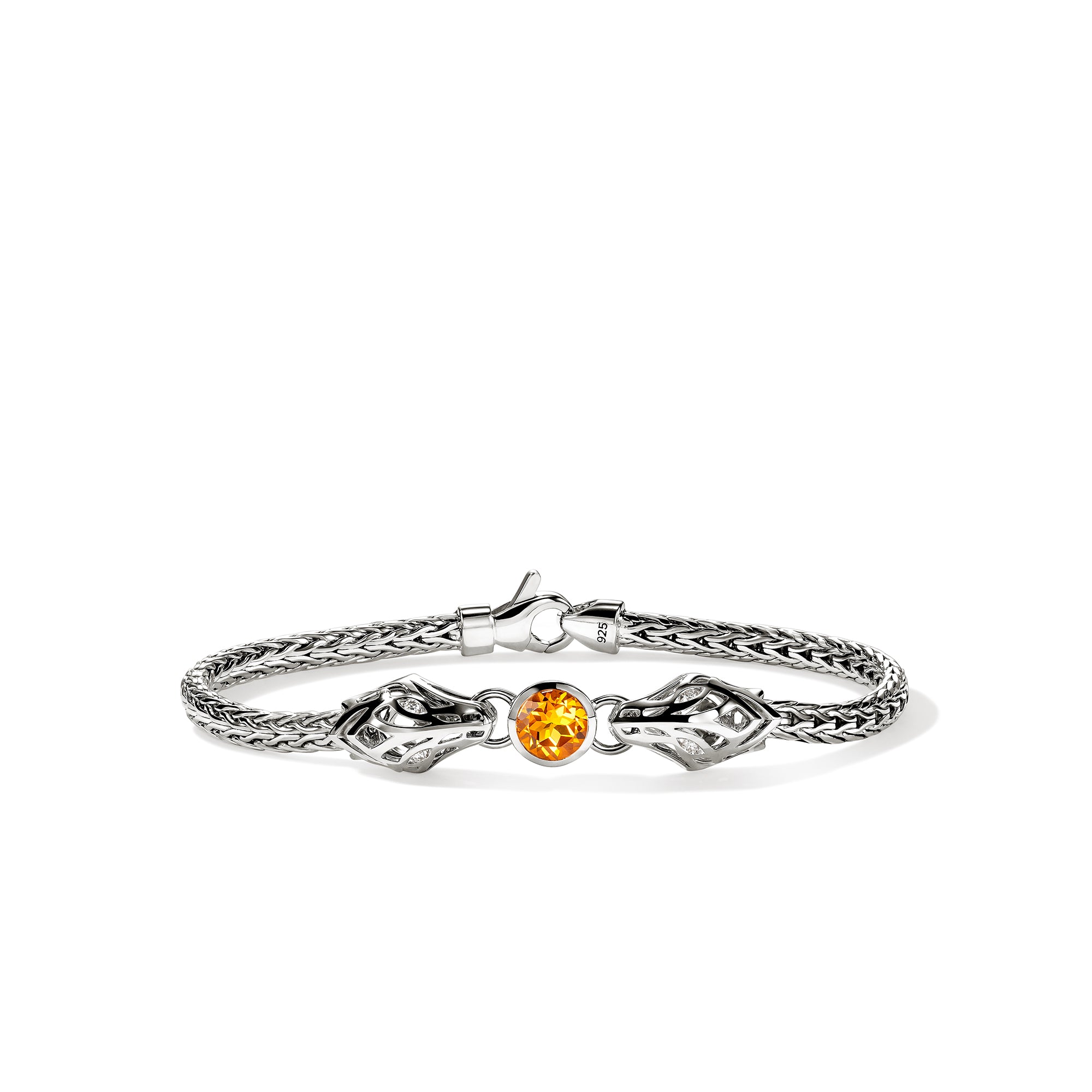 Naga Bracelet, Sterling Silver, Citrine, Diamond 3.5MM