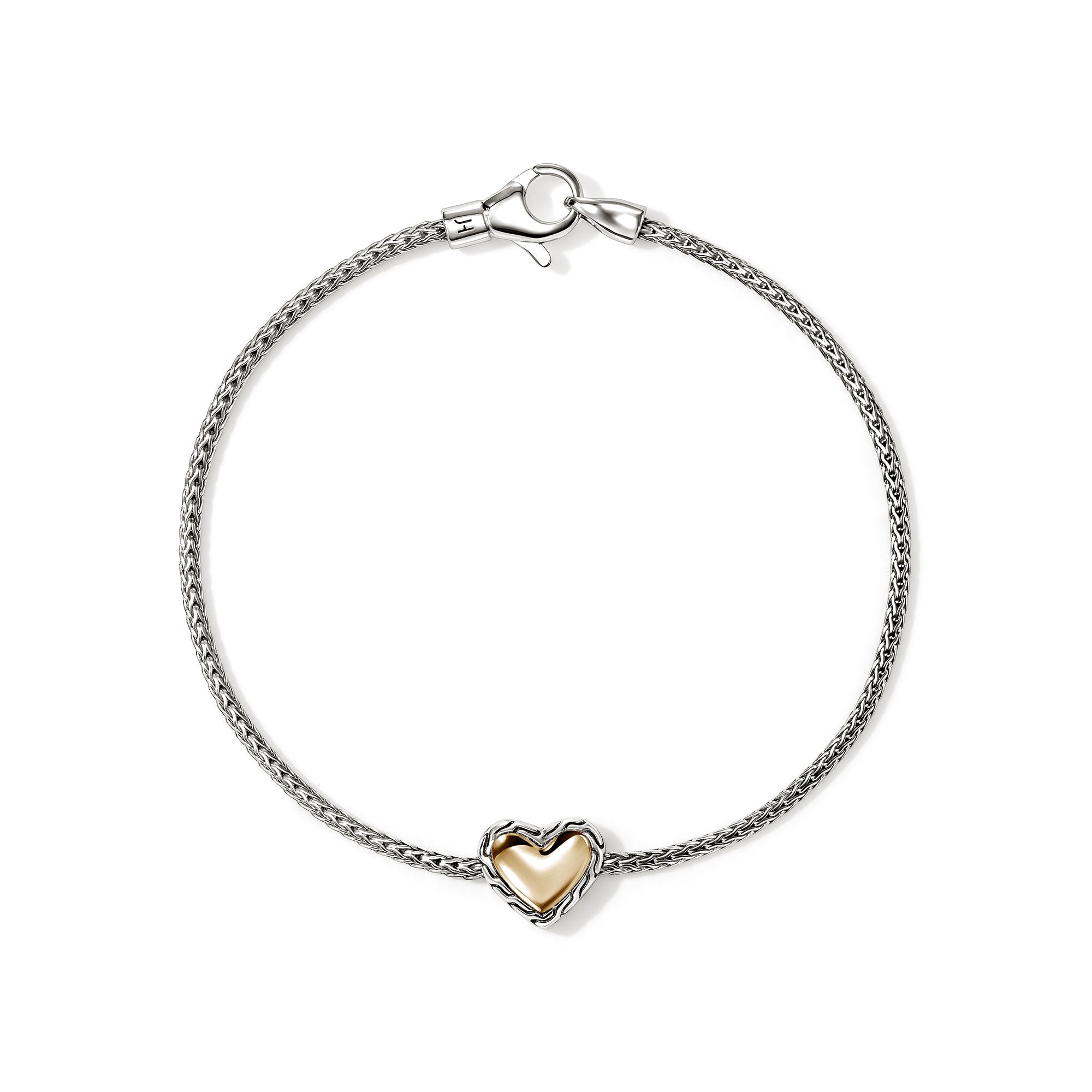 JH Essential Heart Bracelet, Sterling Silver, Gold, 1.8MM – John Hardy