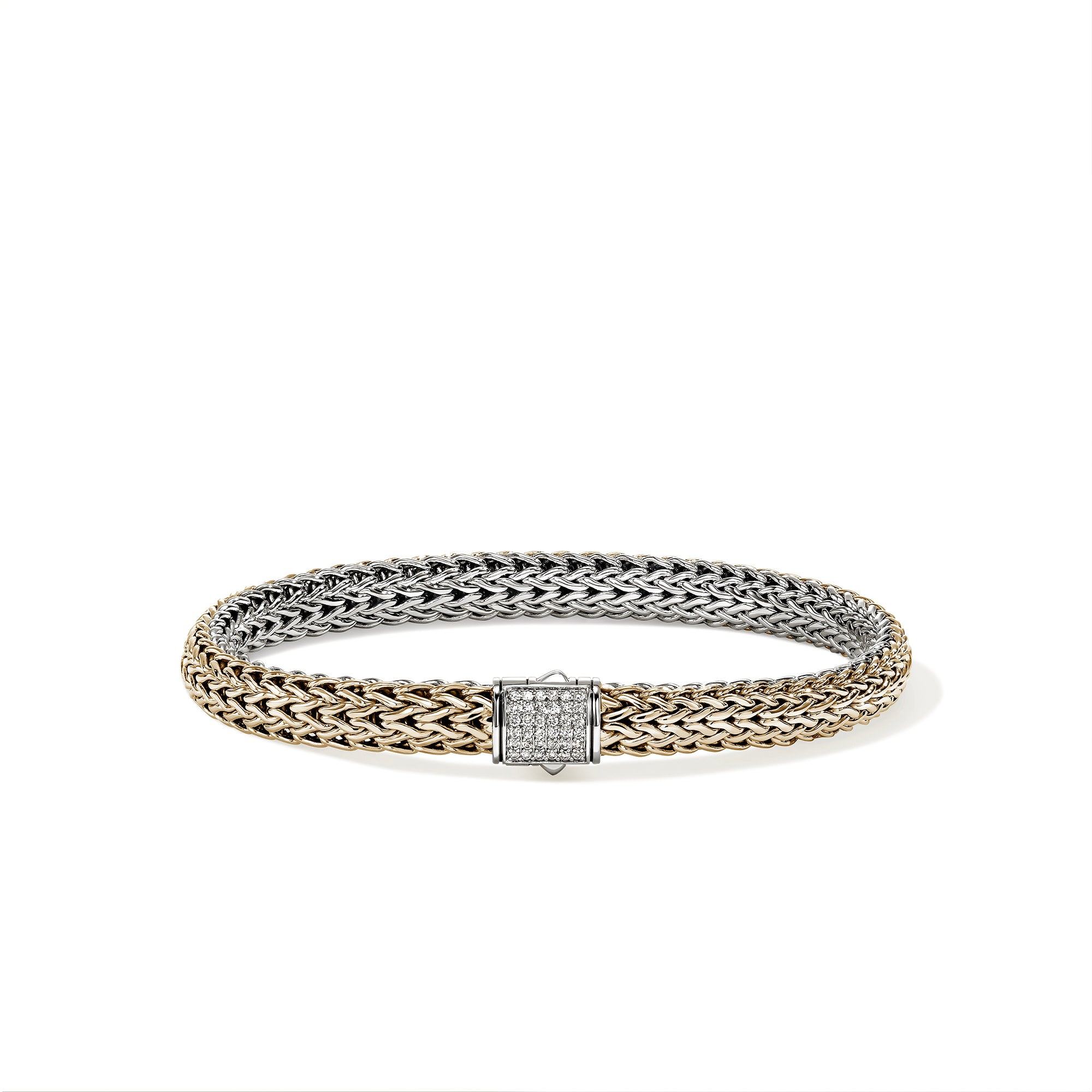 Icon Bracelet Reversible Gold Sterling Silver Diamonds 6.5MM