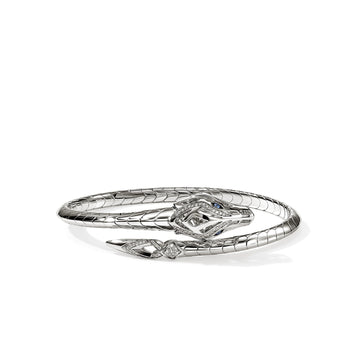 Naga Flex Cuff, Sterling Silver, Diamonds, Blue Sapphires|CBP603682BSPDI