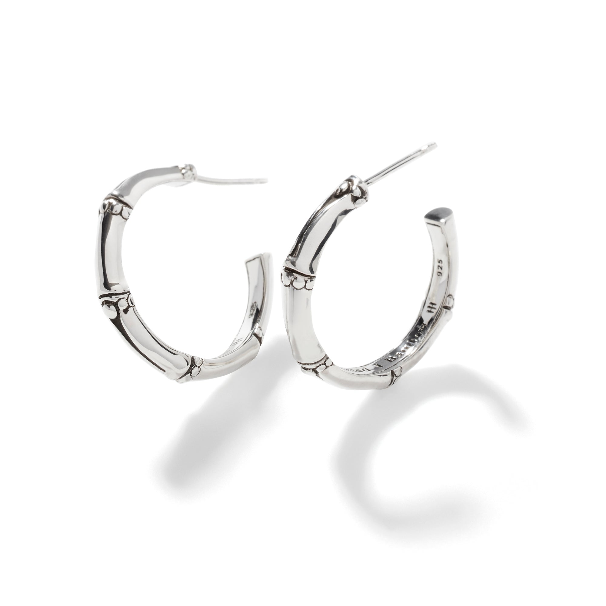 Bamboo J Hoop Earring, Sterling Silver, Small|EB5381