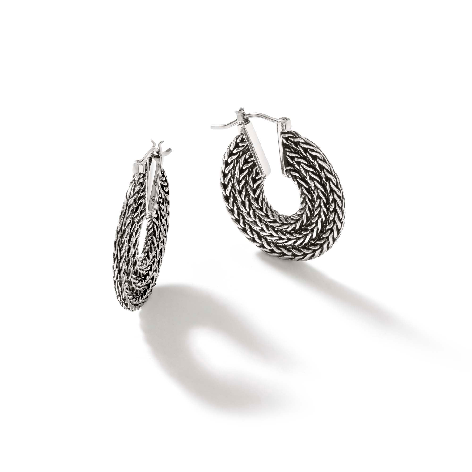 Rata Chain Hoop Earrings, Sterling Silver|EB900995