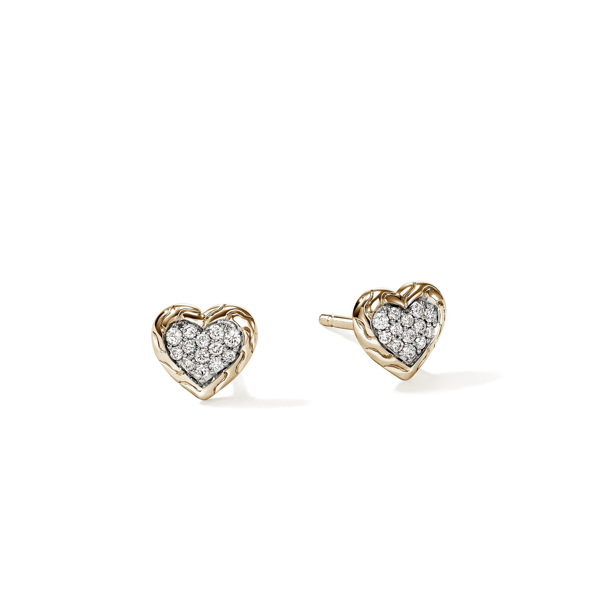 JH Essential Heart Stud Earrings, Gold, Diamonds – John Hardy