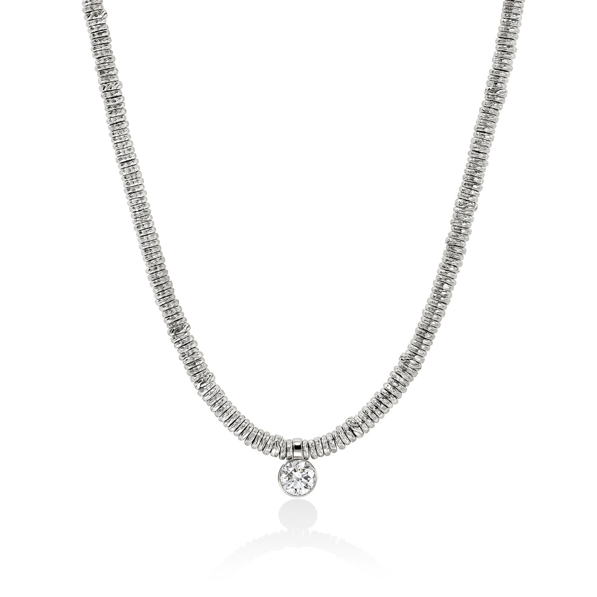 JH Lovestruck™ Heishi Pendant Necklace, Sterling Silver, Diamond 