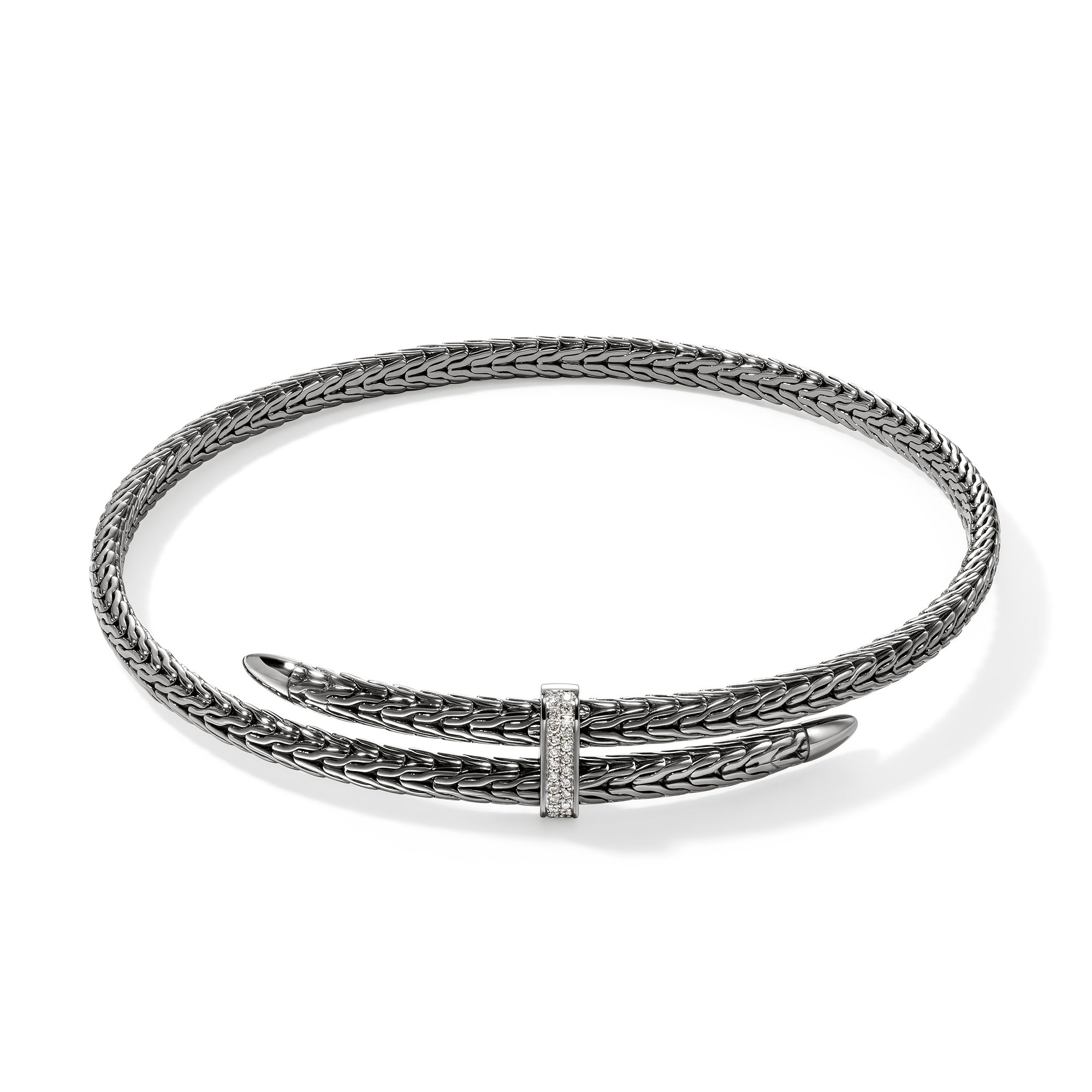 Spear Coil Choker, Dark Silver, Diamonds – John Hardy