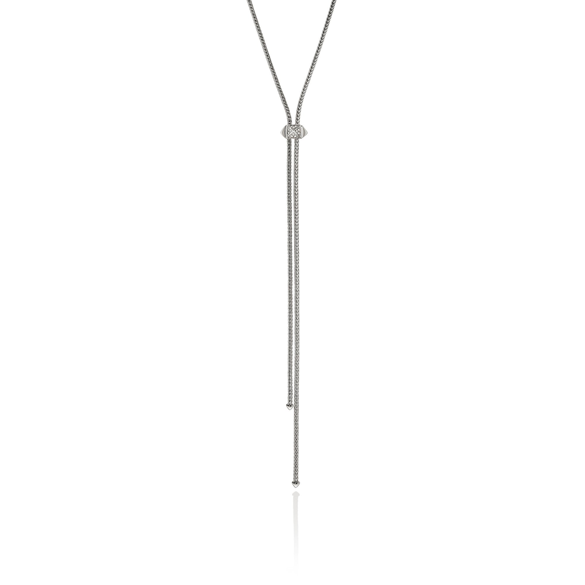Icon Stud Lariat Necklace, Sterling Silver, Diamonds, 1.8MM – John