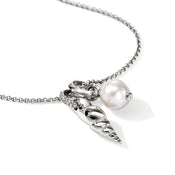 Shell Talisman Necklace, Sterling Silver, Diamonds, Pearl|NBP988902DI