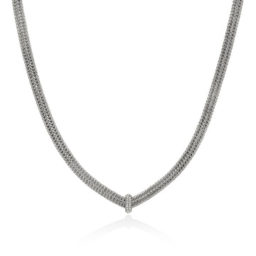 Icon Link Necklace, Sterling Silver, Diamonds, 6MM|NBP989352DI