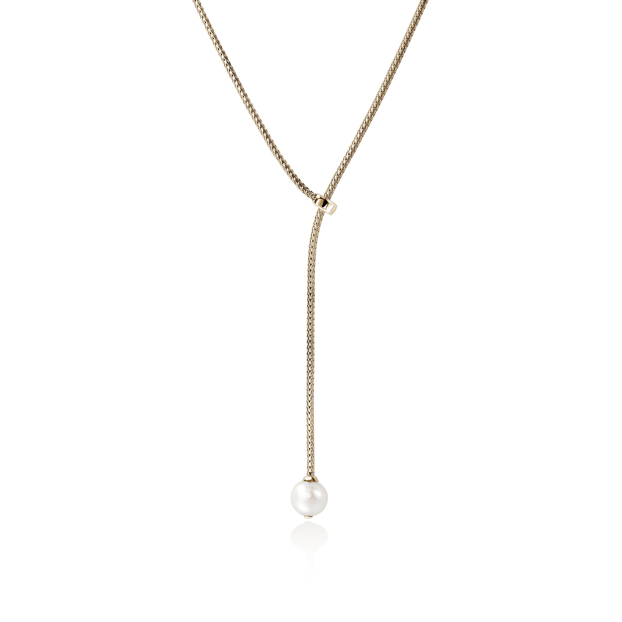 JH Essential Pearl Lariat Necklace, Gold, 1.8MM|NGG987231 – John Hardy