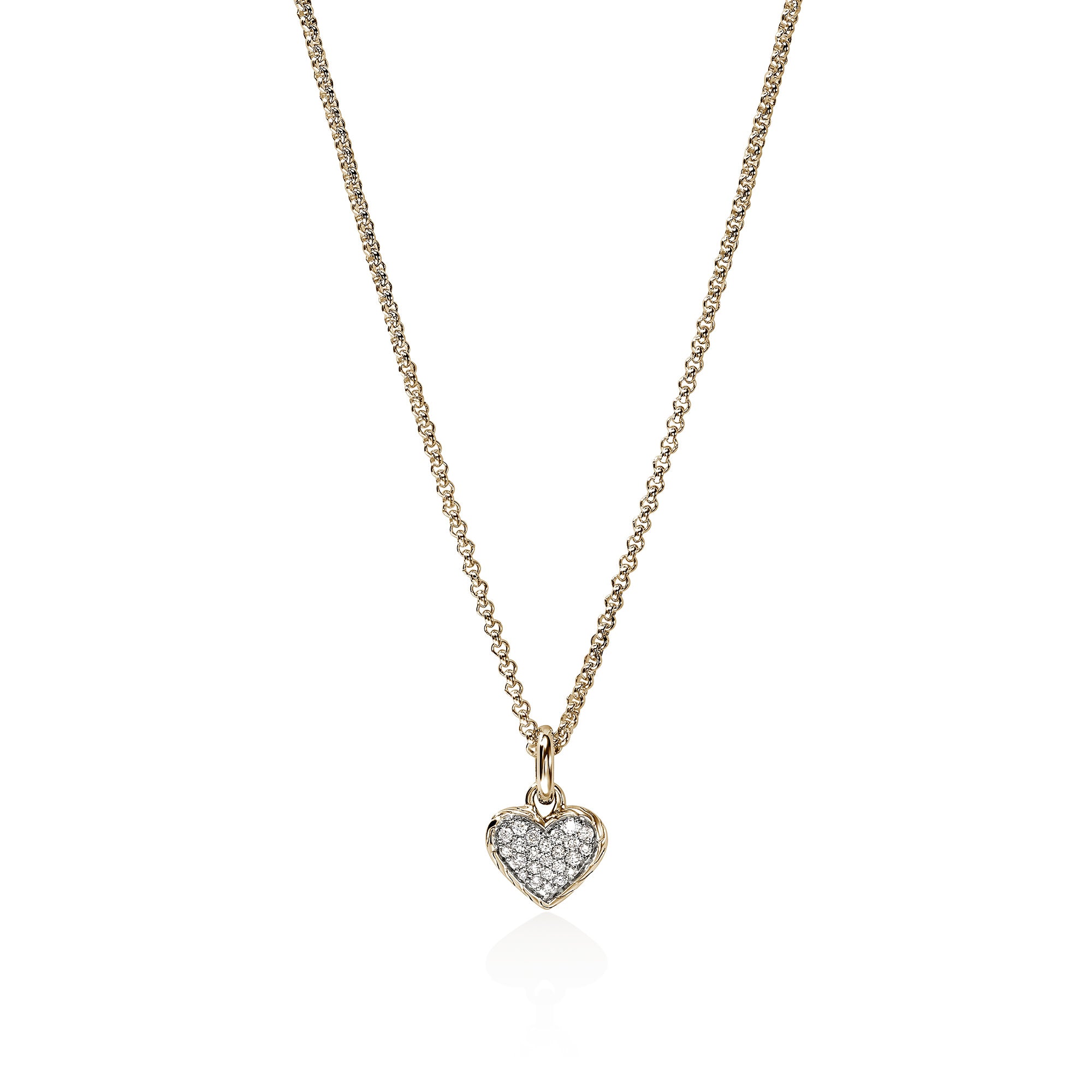 JH Essential Heart Pendant Necklace, Gold, Diamonds, 1.5MM – John