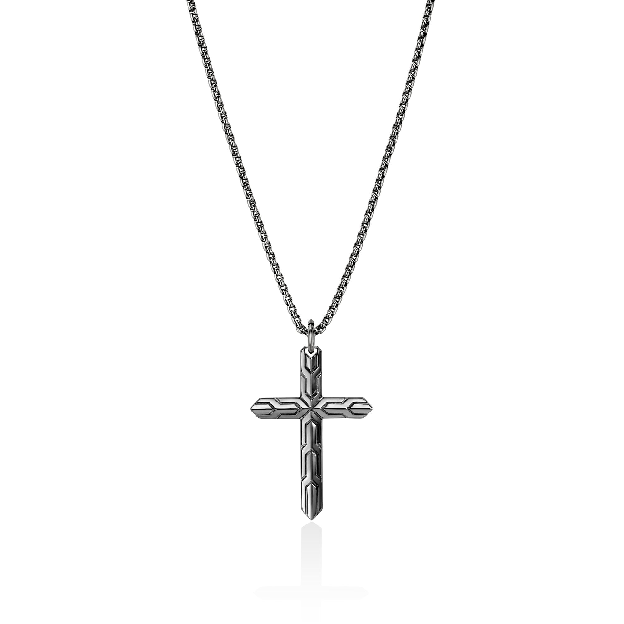 Icon 50 Cross Pendant Necklace, Dark Silver – John Hardy