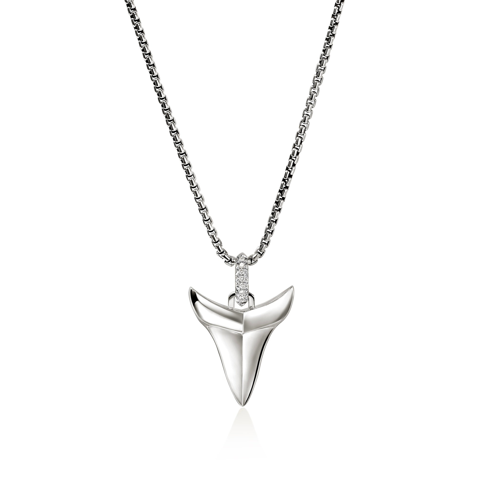 Shark Tooth Talisman Necklace, Sterling Silver, Diamonds