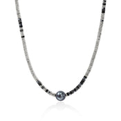 Heishi Necklace, Sterling Silver, Hardstones, Pearl|NMS987981BONHE