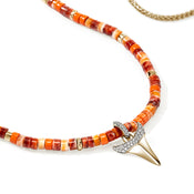 Sharktooth Heishi Necklace, Gold, Hardstones, Enamel, Diamonds|NMZZP988632OROYSDI