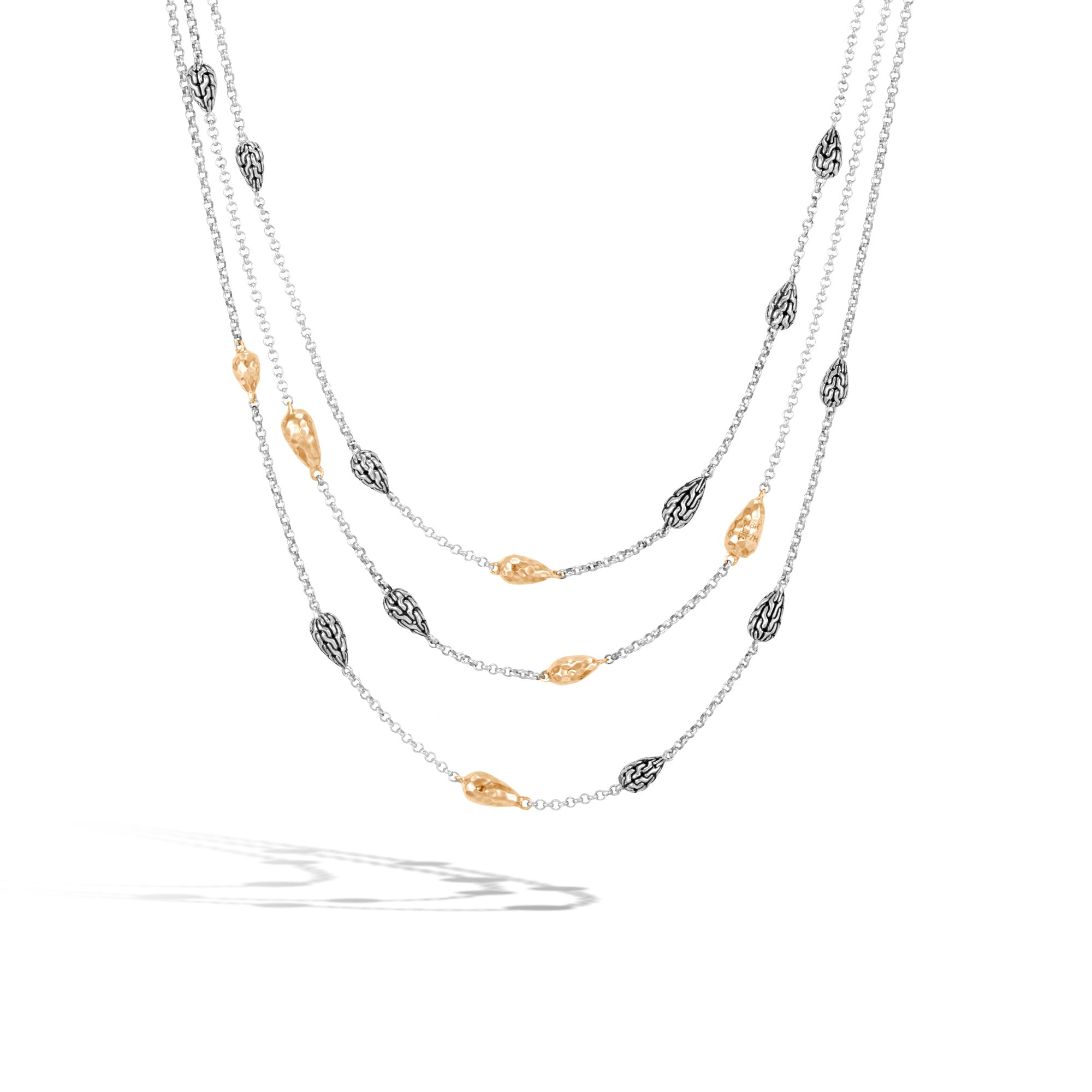 Classic Chain Hammered Multi Row Necklace John Hardy