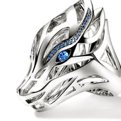 Naga Saddle Ring, Sterling Silver, Blue Sapphires|RBS6034114BSP