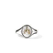 Sun Signet Ring, Gold, Sterling Silver, Diamonds|RMZZP988542DI