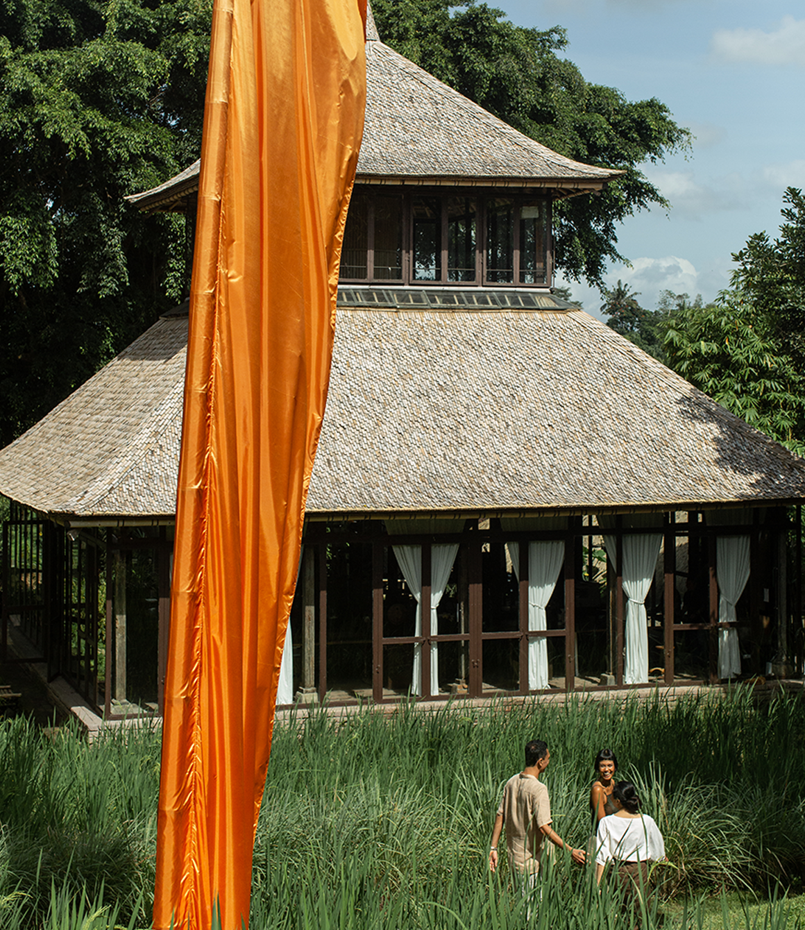 Kapal bamboo pavilion surrounded by rice fields