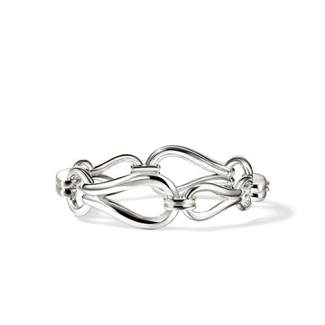 Surf Link Hinged Bangle, Sterling Silver|BB89533