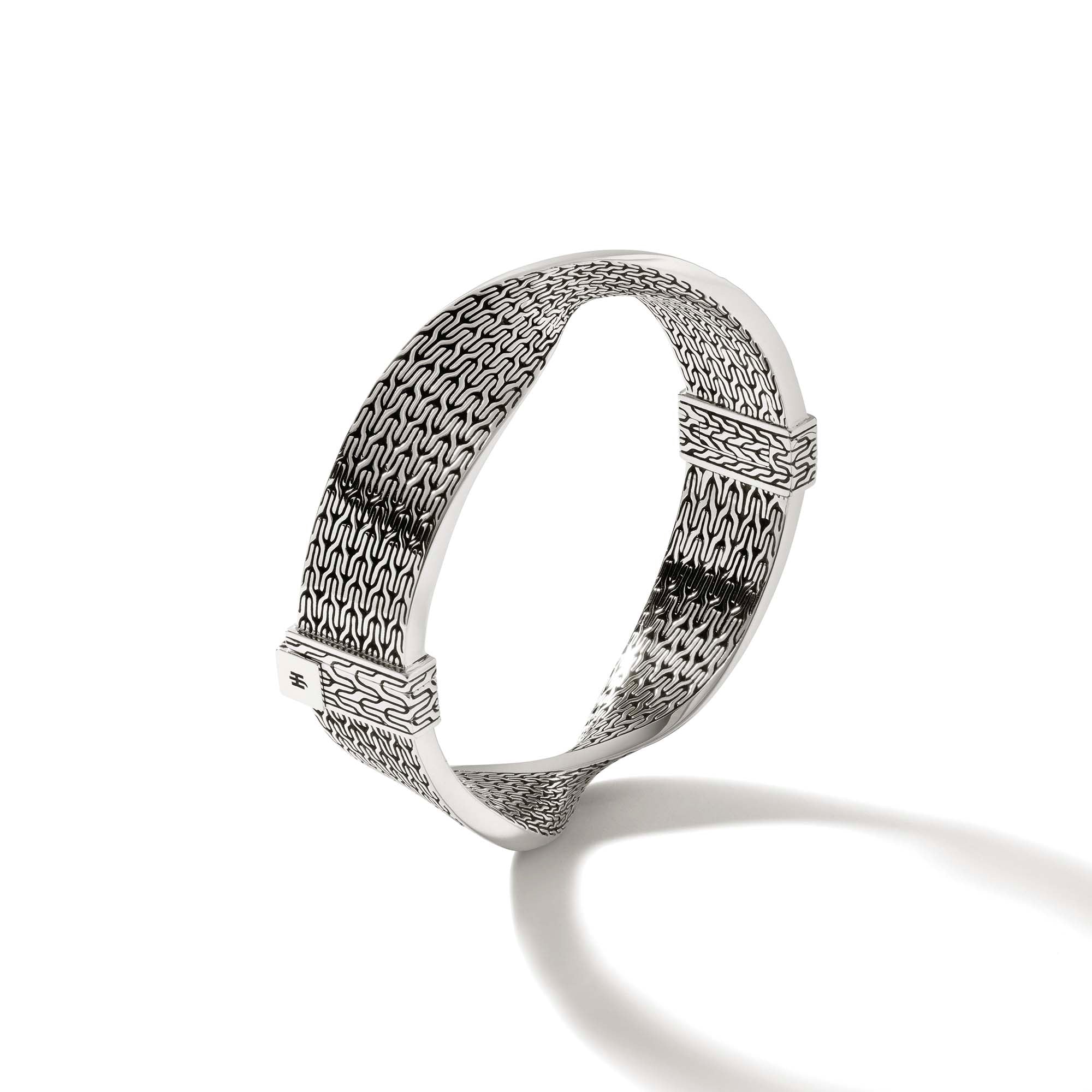 Carved Chain Twisted Bangle, Sterling Silver|BB900910 – John Hardy