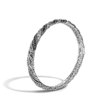 Twisted Chain Hinged Bangle with Black Sapphire|BBS998934BLS