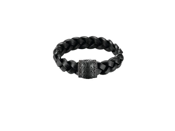 Classic Chain 17MM Bracelet in Silver, Leather, Gemstone|BMS993514BLBLS