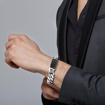 Classic Chain ID Bracelet with Black Sapphire|BMS9995584BLS