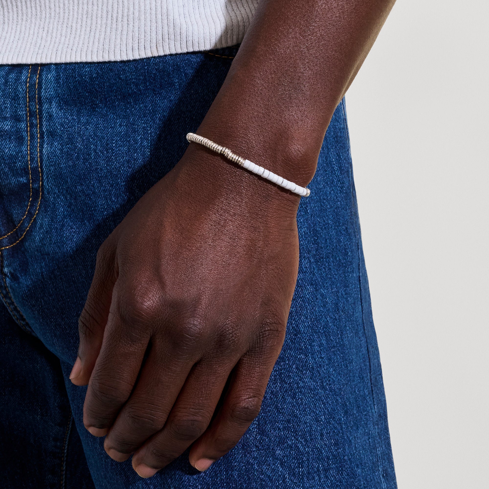 Heishi Bracelet, Sterling Silver, Enamel|BU900698WH – John Hardy