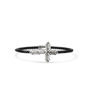 Icon 50 Bracelet, Sterling Silver, Leather, 3MM|BU97219BL