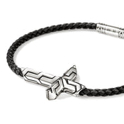 Icon 50 Bracelet, Sterling Silver, Leather, 3MM|BU97219BL