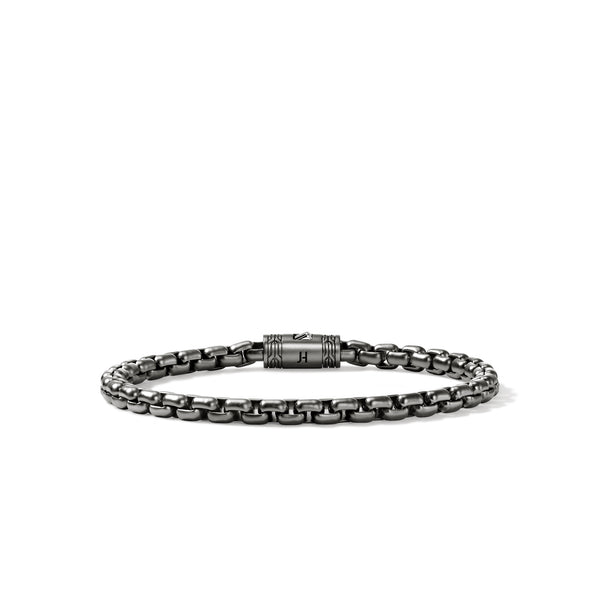 【PRY】Silver Hooked Chain Bracelet（size1） Box Chain Bracelet, Dark Silver, 4.8MM – John Hardy