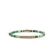 Heishi Bracelet, Hardstones, Emeralds, Gold|BUGGS900984MHQZATR