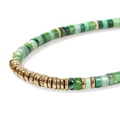 Heishi Bracelet, Hardstones, Emeralds, Gold|BUGGS900984MHQZATR