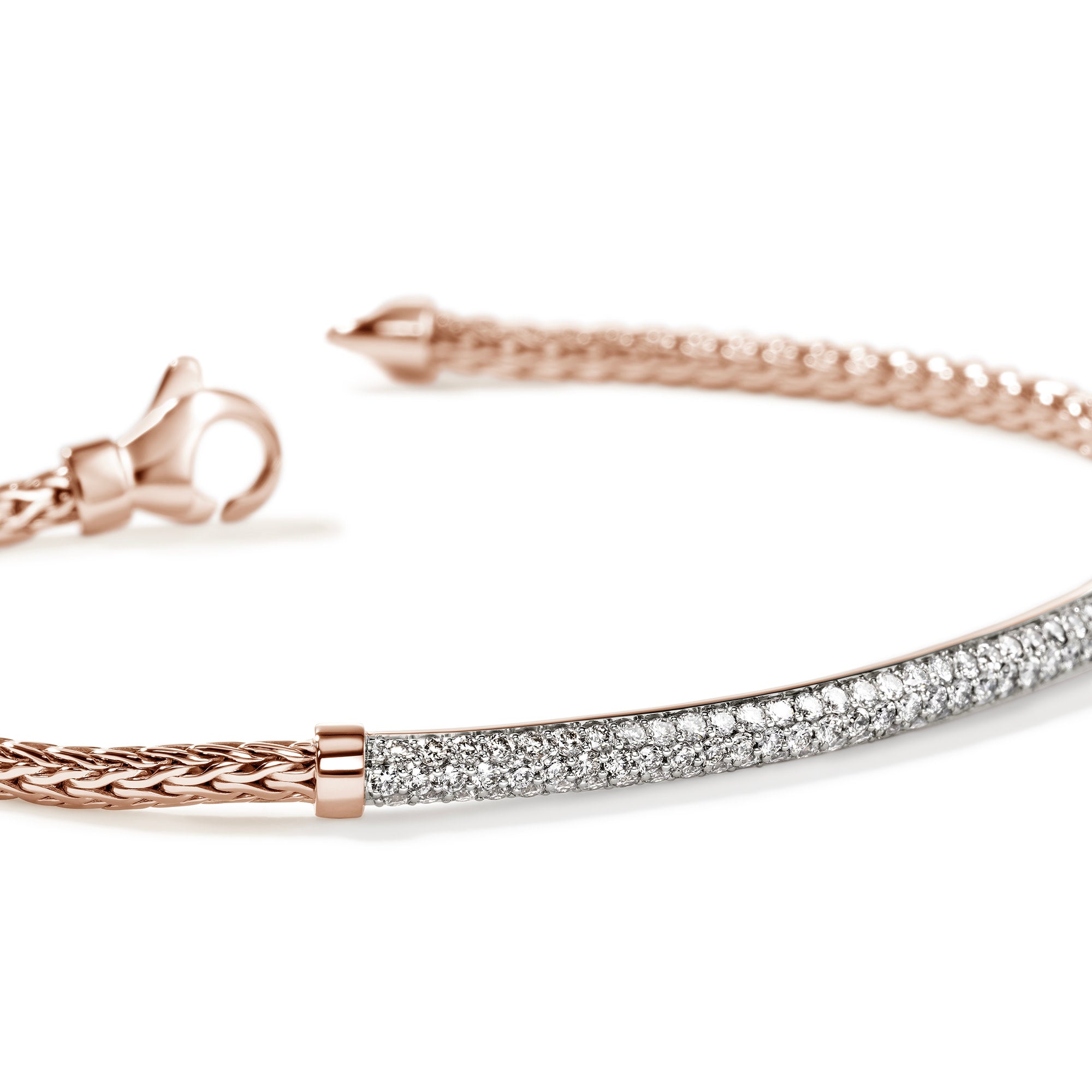 ぴょん様 シルバーパヴェクリップ 17cm rose gold bracelet JH Essential Pavé Bracelet, Rose Gold, Diamonds, 2.5MM – John Hardy