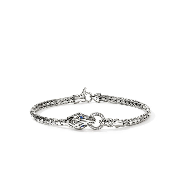 Naga Bracelet Sterling Silver Diamonds Blue Sapphire 3.5MM