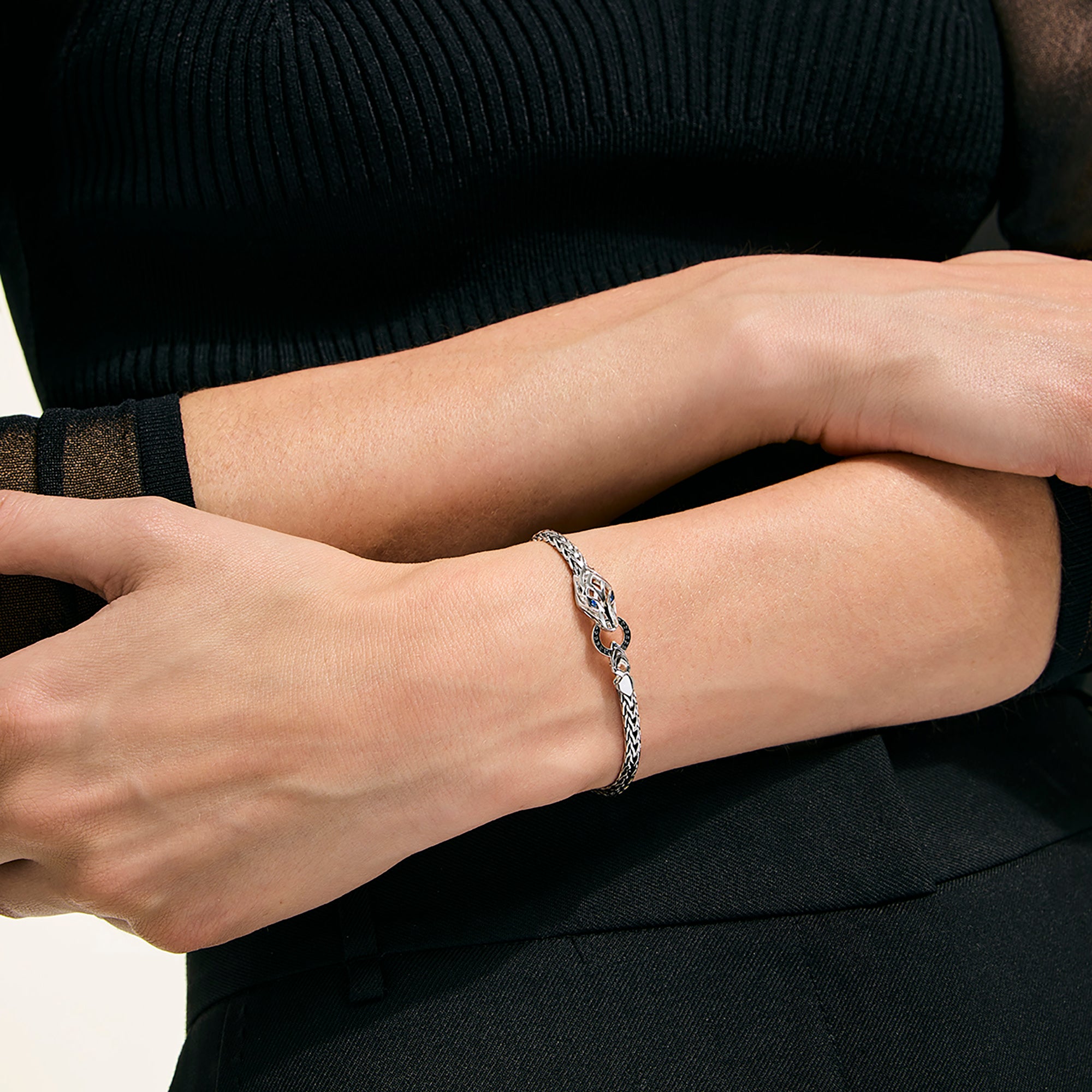 Naga Bracelet, Sterling Silver, Black Sapphire, 3.5MM – John Hardy