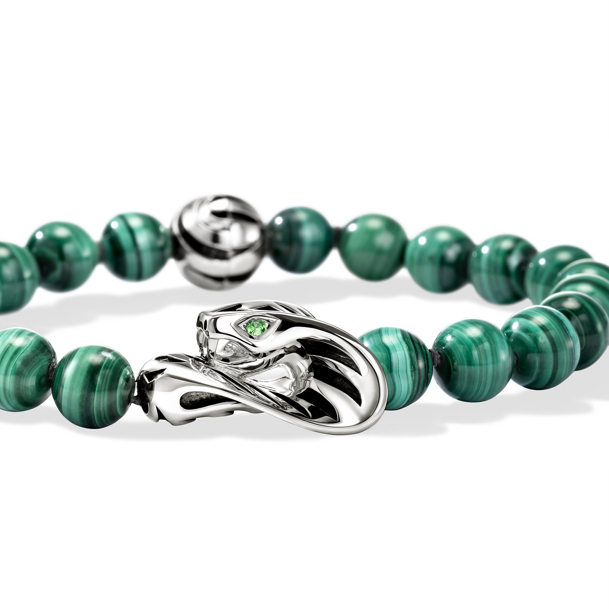 Legends Cobra Bracelet, Sterling Silver, Malachite, 8MM – John Hardy