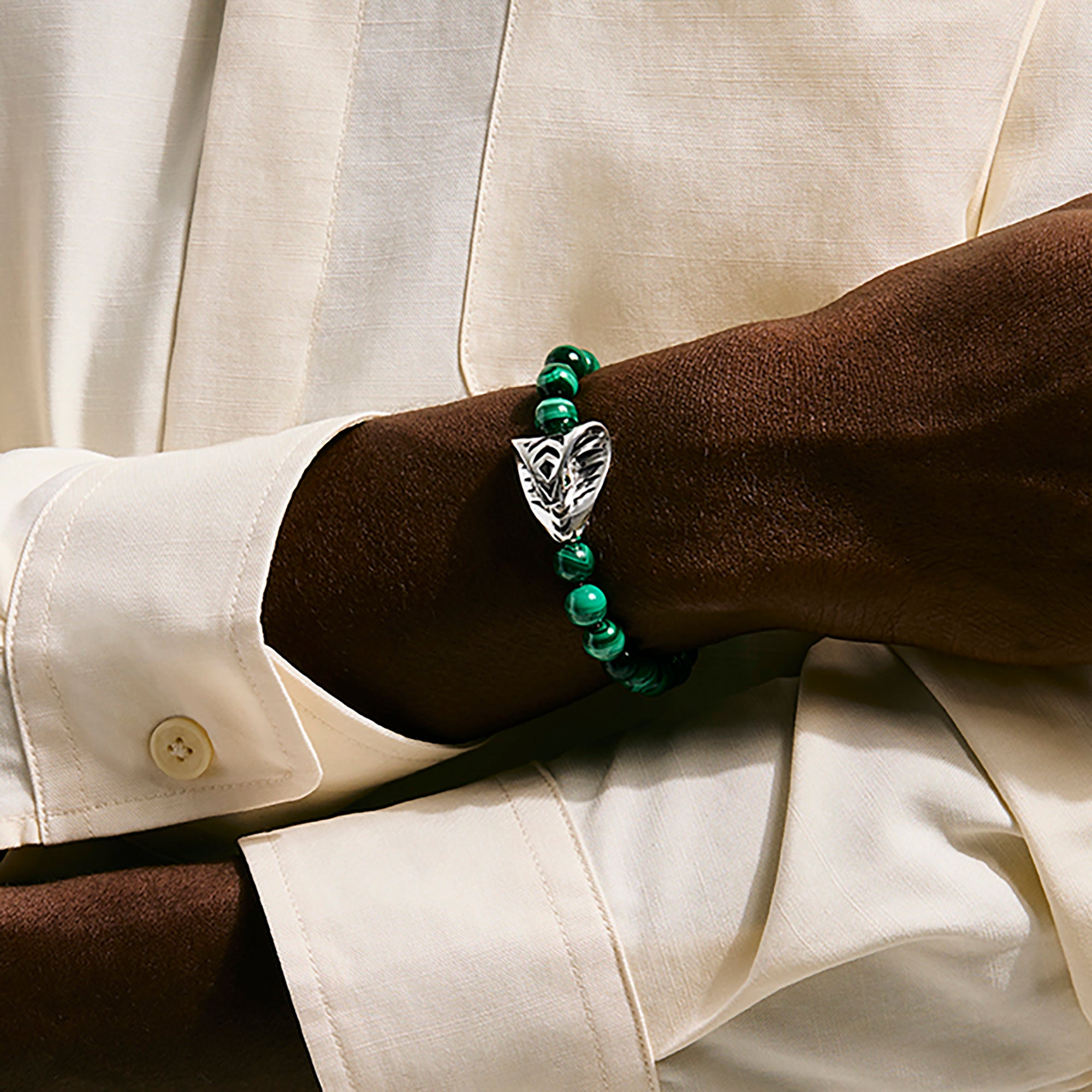 Legends Cobra Bracelet, Sterling Silver, Malachite, 8MM – John Hardy
