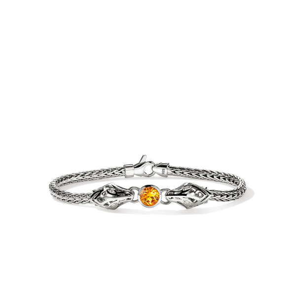Naga Bracelet, Sterling Silver, Citrine, Diamond 3.5MM