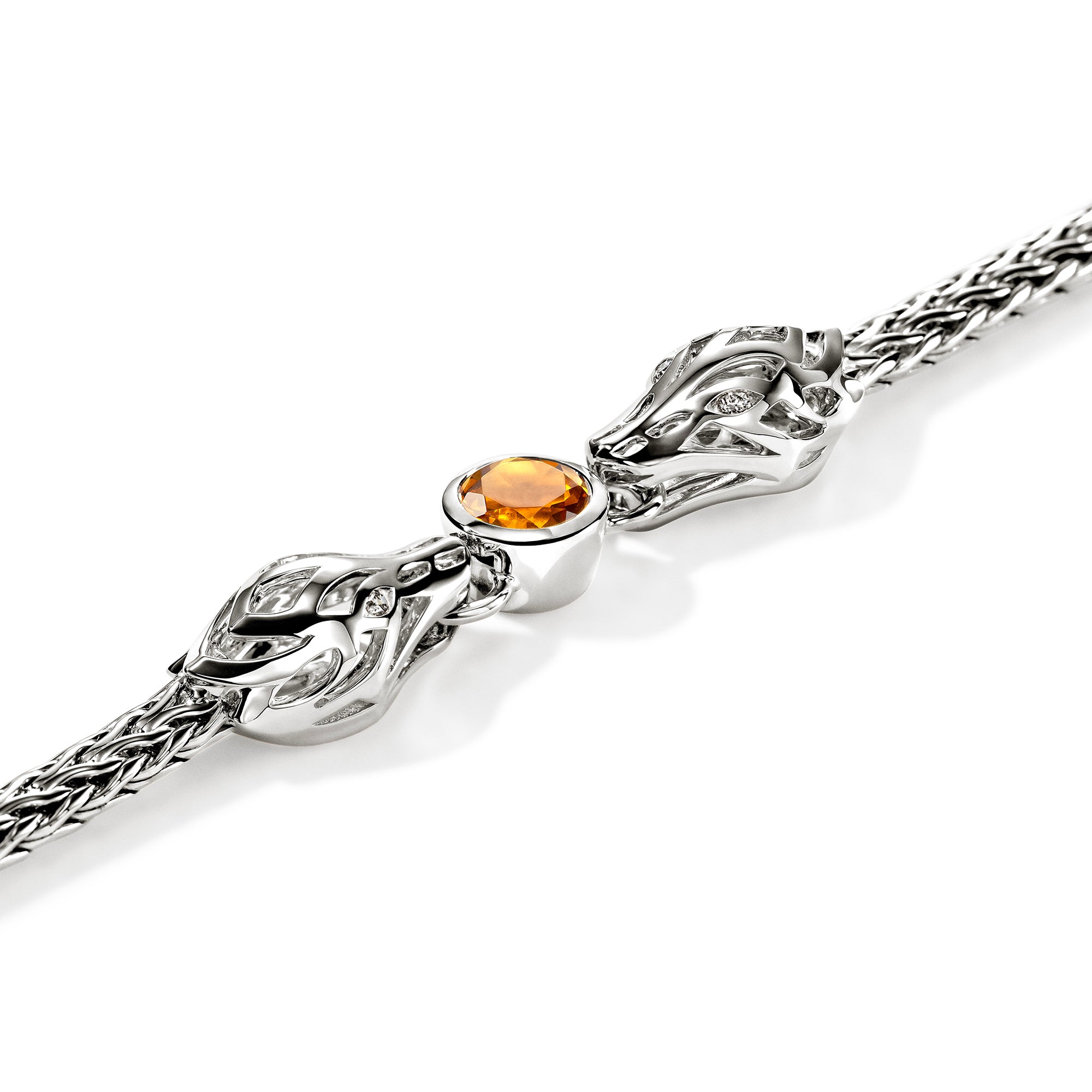 Naga Bracelet, Sterling Silver, Citrine, Diamond 3.5MM